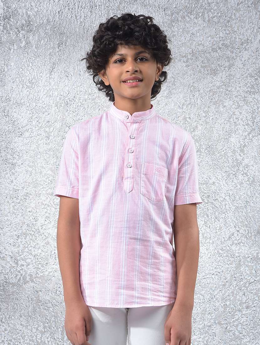 boys striped collared regular fit shirt