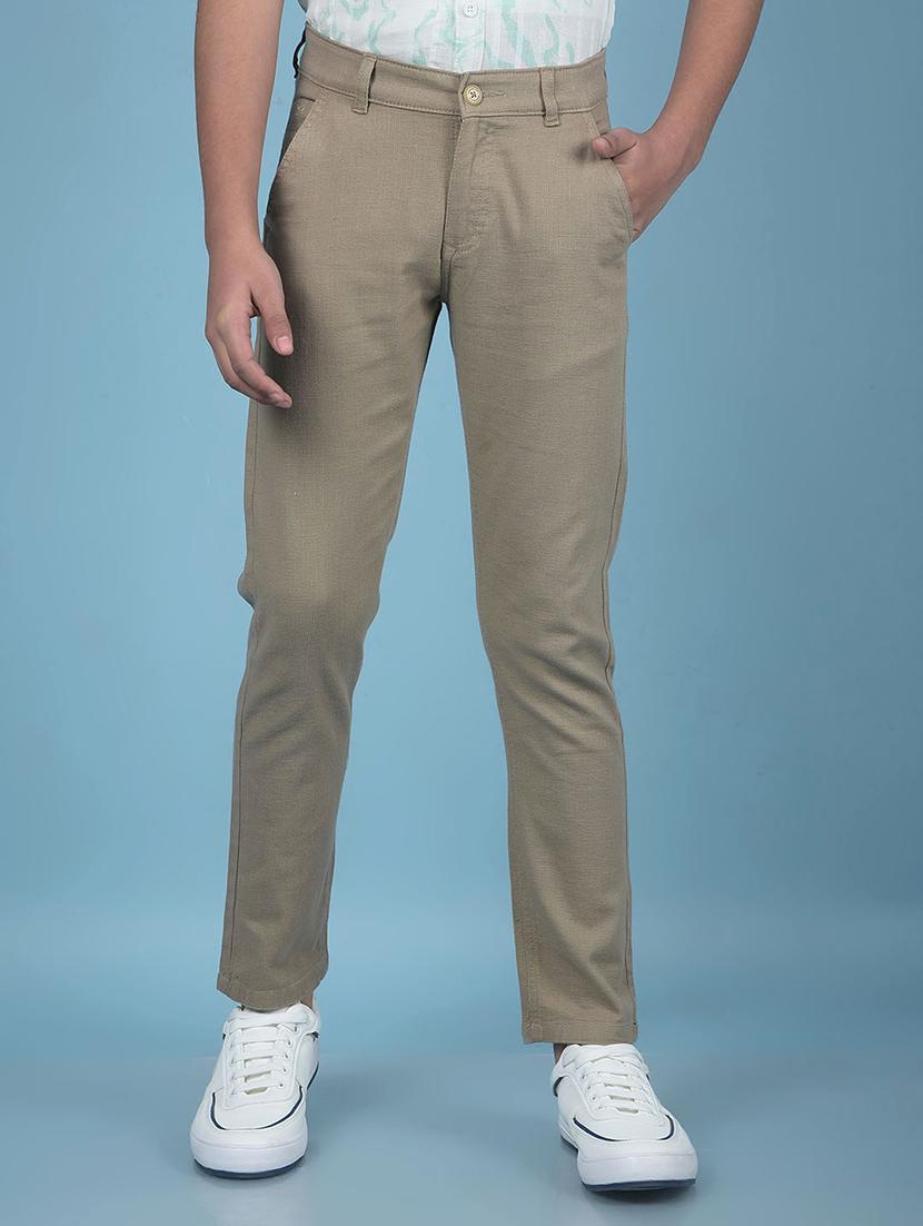 boys solid mid rise slim fit chinos 