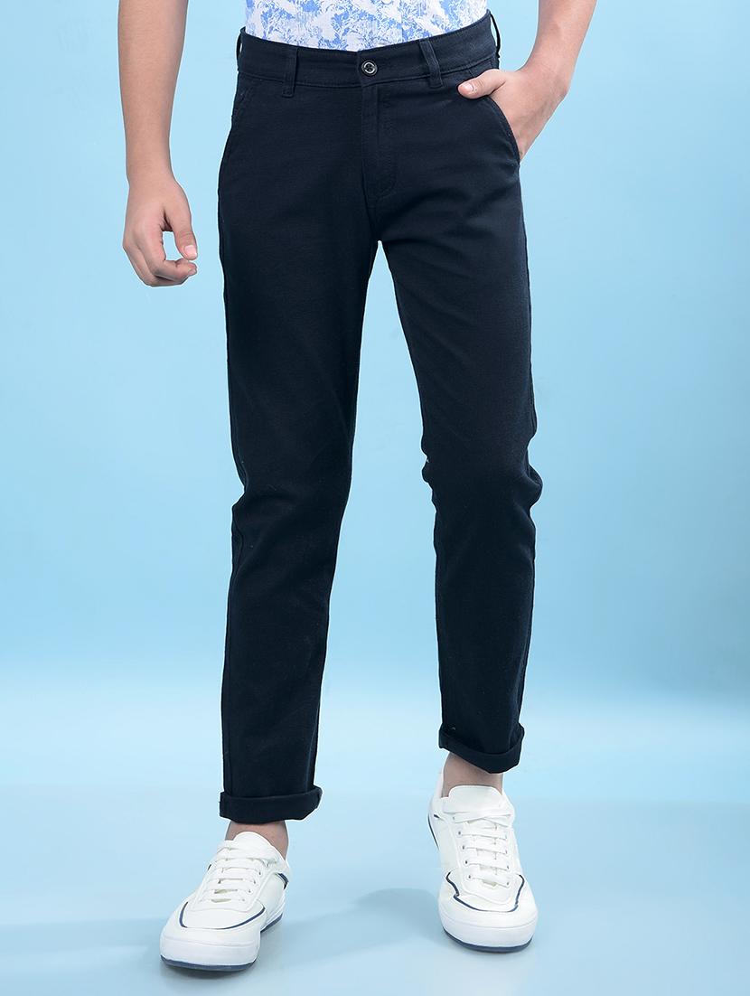 boys solid mid rise slim fit chinos 