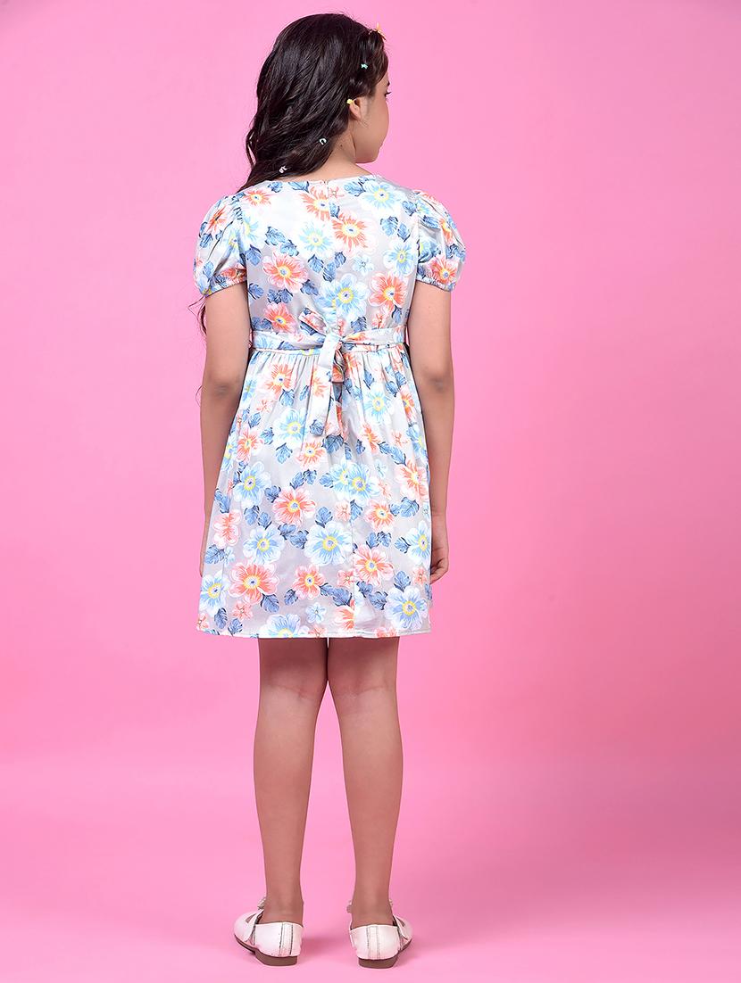 girls floral print puff sleeve a-line dress - 21985226 - Standard Image - 5