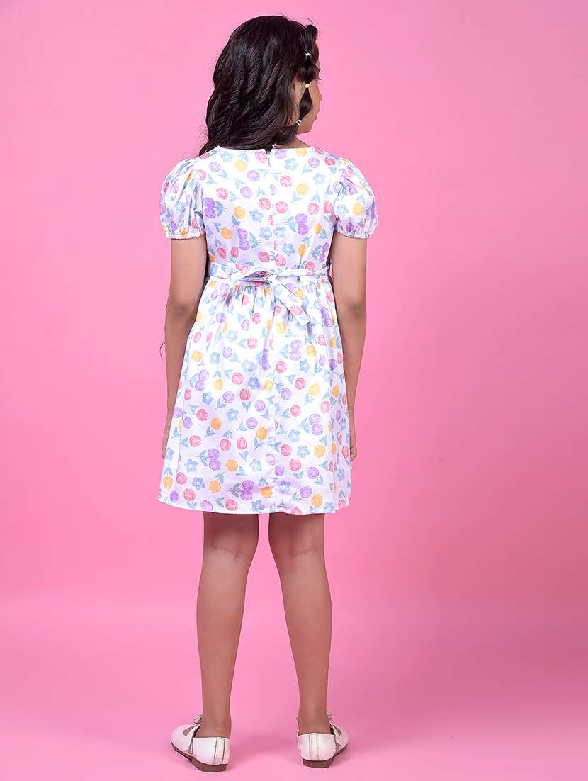 girls floral print puff sleeve a-line dress - 21985228 -  Standard Image - 3
