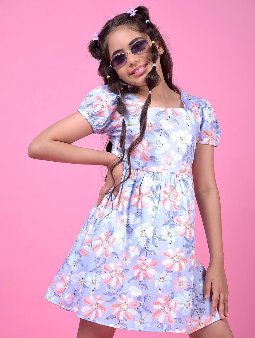 women floral print puff sleeve a-line dress - 21985230 - Standard Image - 5