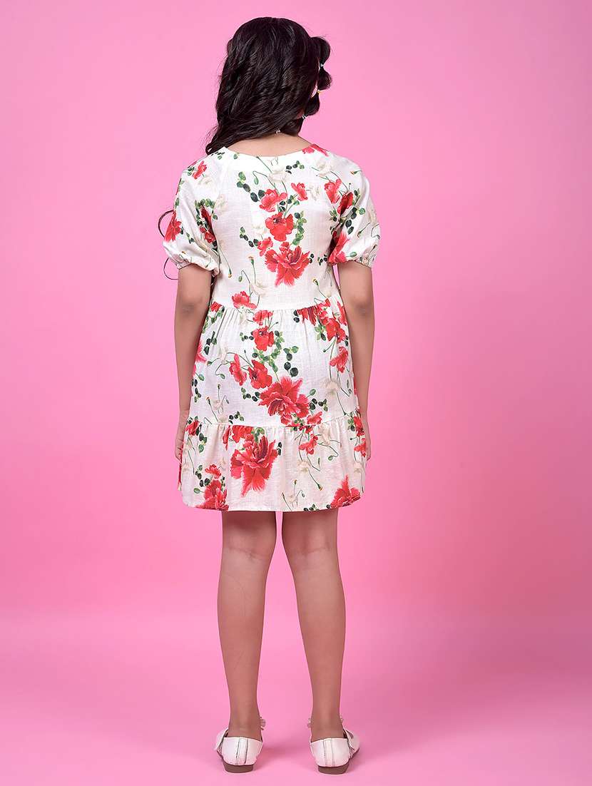 girls floral print puff sleeve tiered dress - 21985231 -  Standard Image - 5