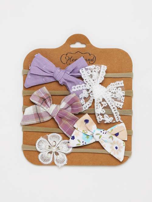 girls pack of 5 multi color bow hair clips - 21985242 -  Standard Image - 0