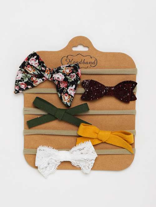 girls pack of 5 multi color bow hair clips - 21985243 -  Standard Image - 0