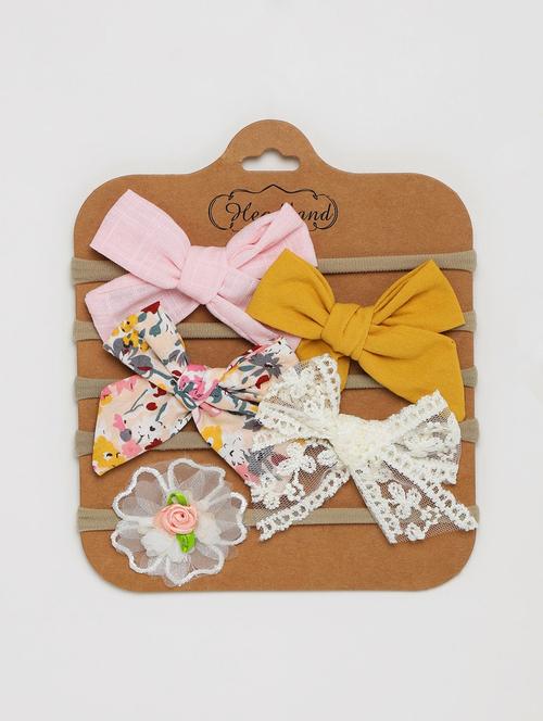 girls pack of 5 multi color bow hair clips - 21985245 - Standard Image - 0