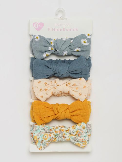 girls pack of 5 multi color bow hairbands - 21985252 -  Standard Image - 0
