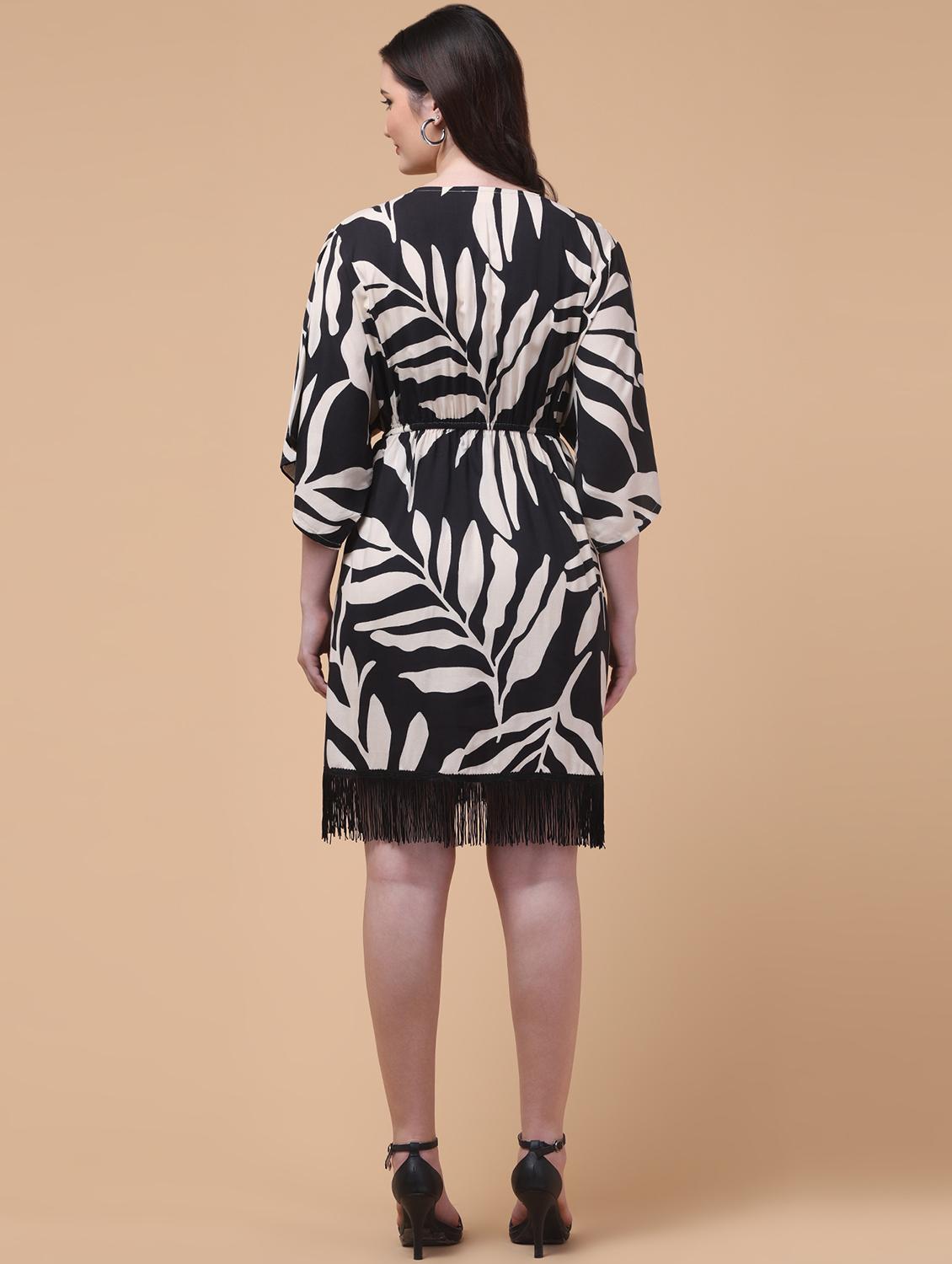 women printed batwing sleeve a-line dress - 21985376 - Standard Image - 3
