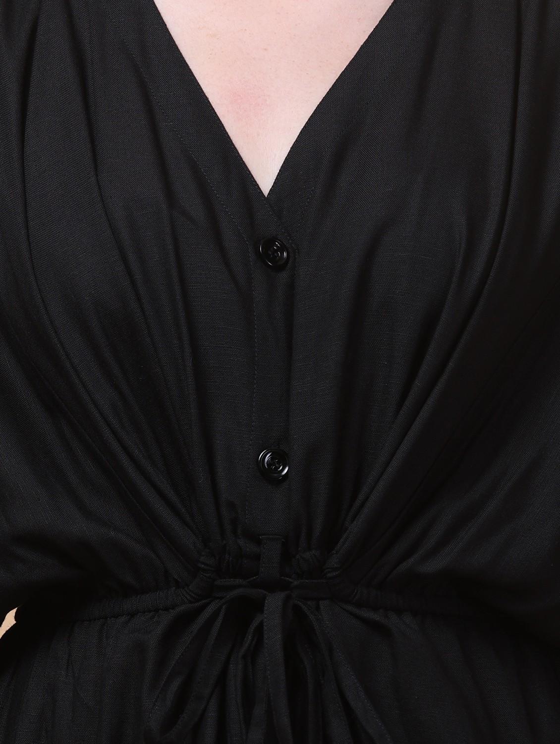 women black solid batwing sleeve fit & flare dress - 21985377 - Standard Image - 5