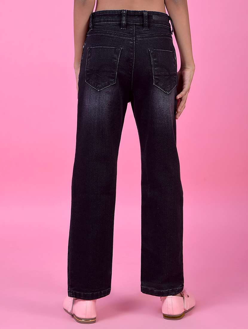 girls solid high rise straight fit jeans - 21985387 -  Standard Image - 3