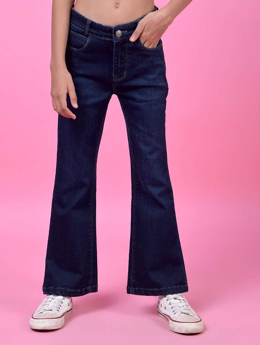 girls solid high rise bootcut jeans