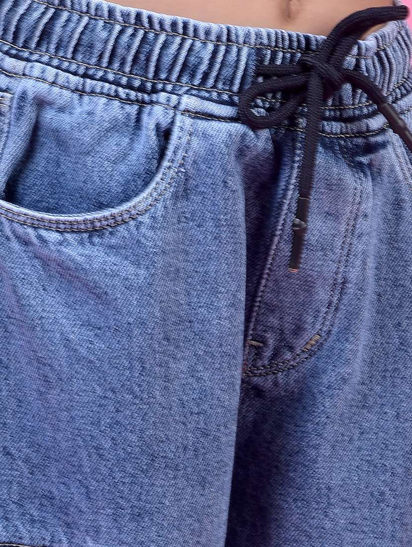 girls solid high rise relaxed fit cargo - 21985391 -  Standard Image - 5