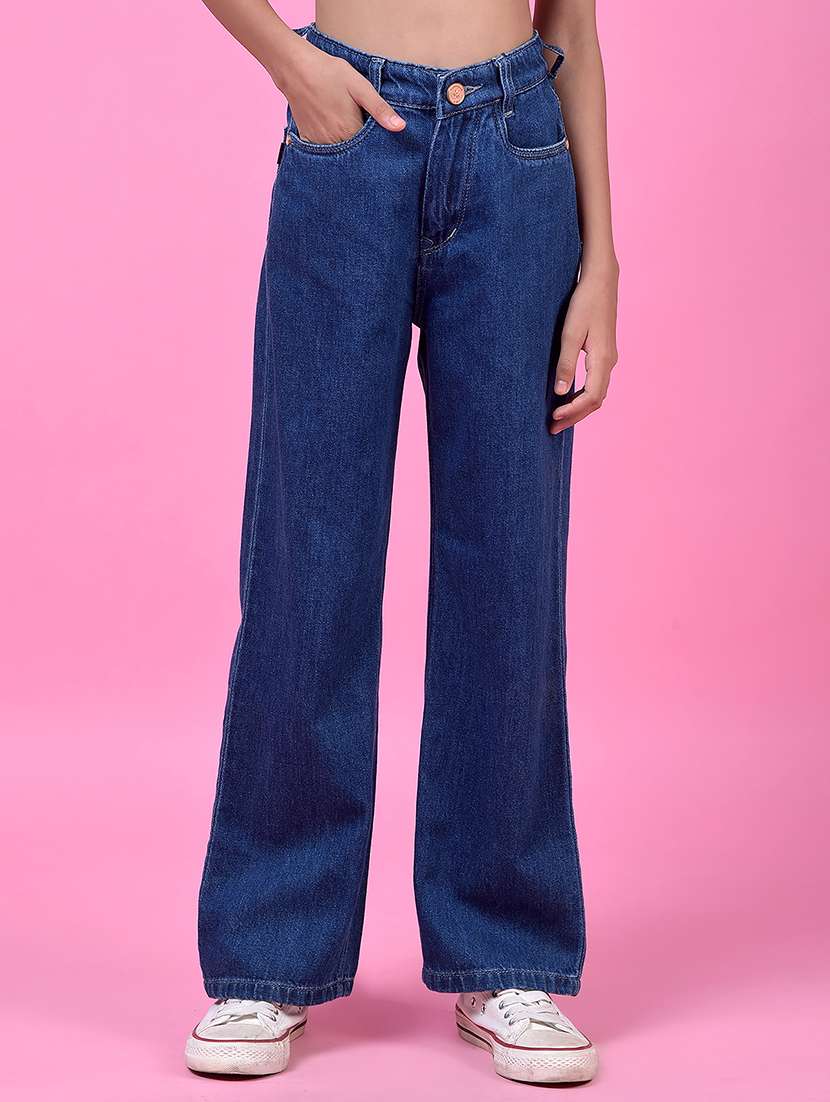 girls solid high rise bootcut jeans