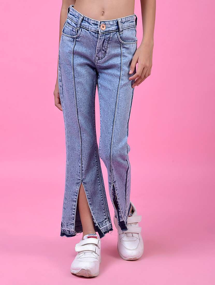 girls solid mid rise bootcut jeans