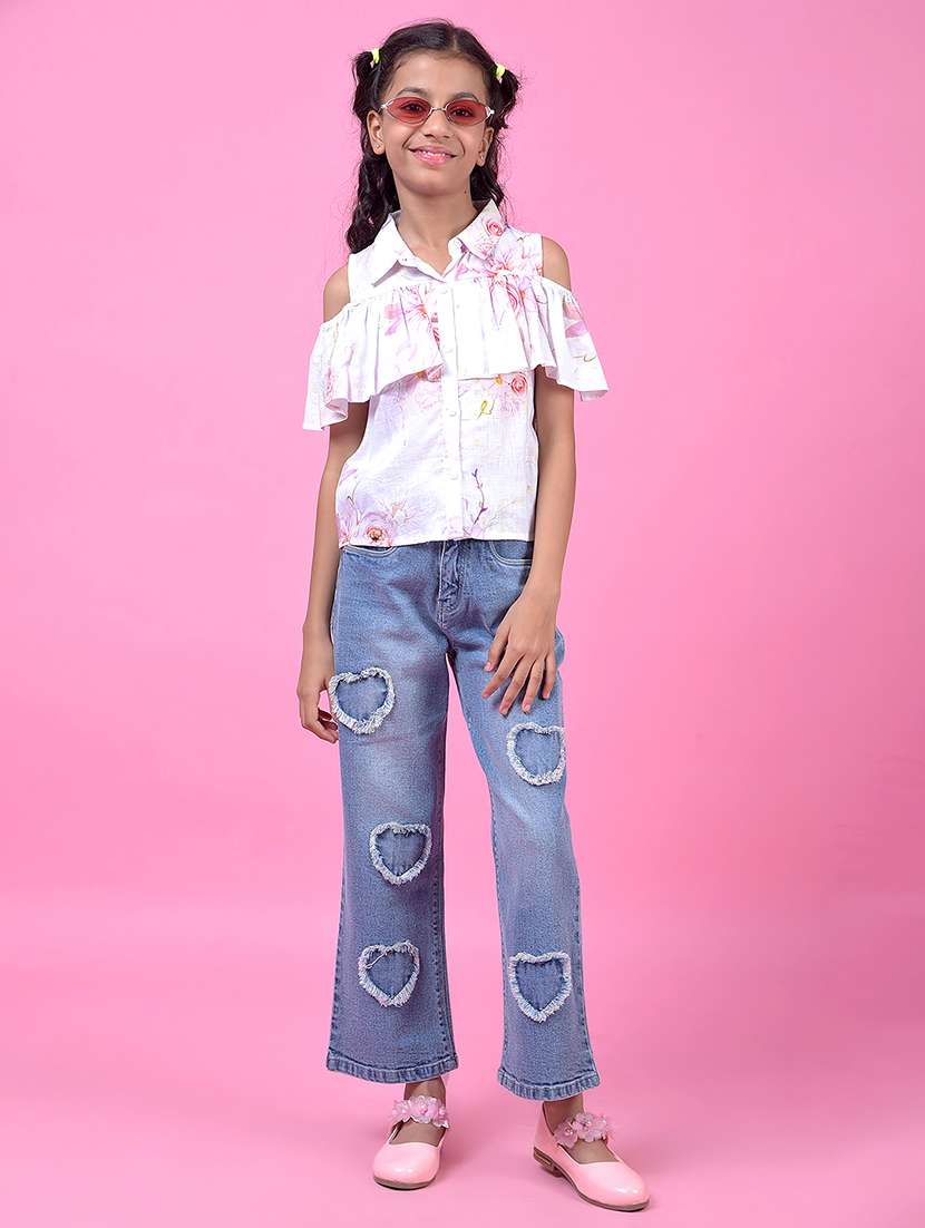 girls solid mid rise straight fit jean - 21985403 -  Standard Image - 5