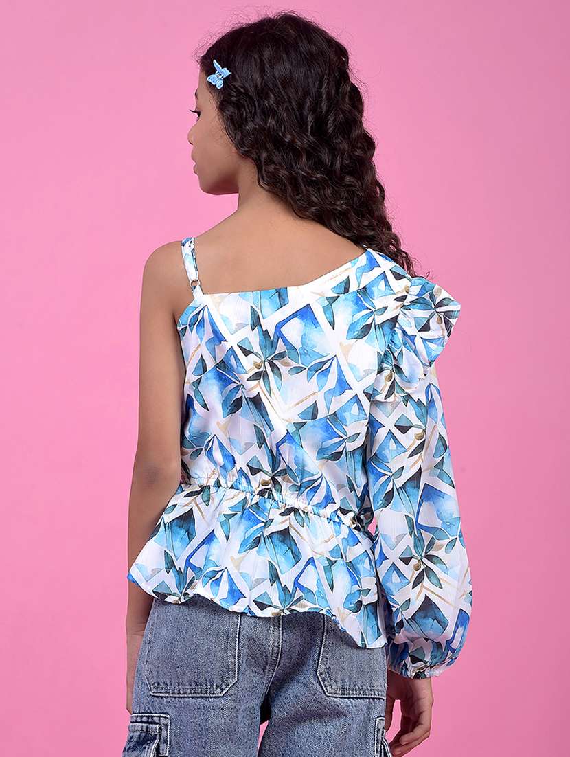 girls printed single shoulder regular top - 21985412 - Standard Image - 3