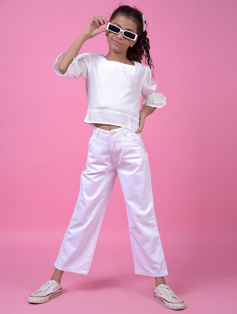 girls white solid puff sleeve top - 21985413 - Standard Image - 5
