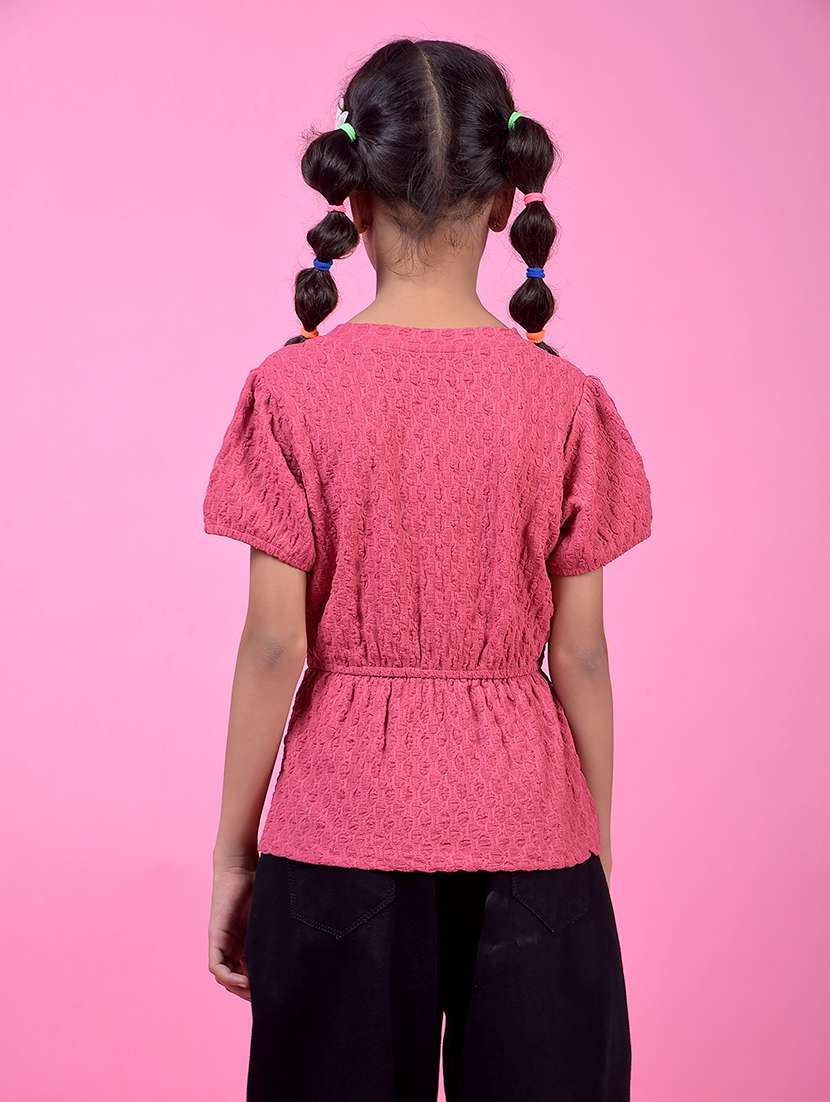 girls self designed short sleeve peplum top - 21985417 -  Standard Image - 3