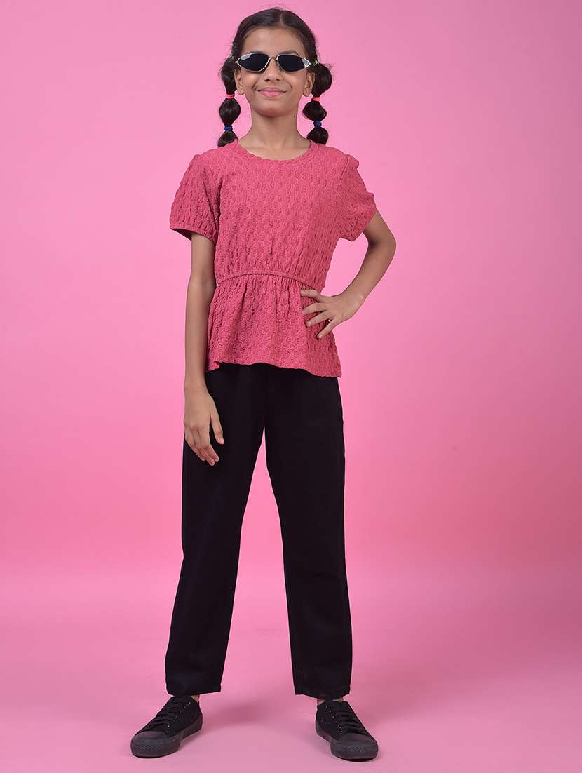girls self designed short sleeve peplum top - 21985417 -  Standard Image - 5