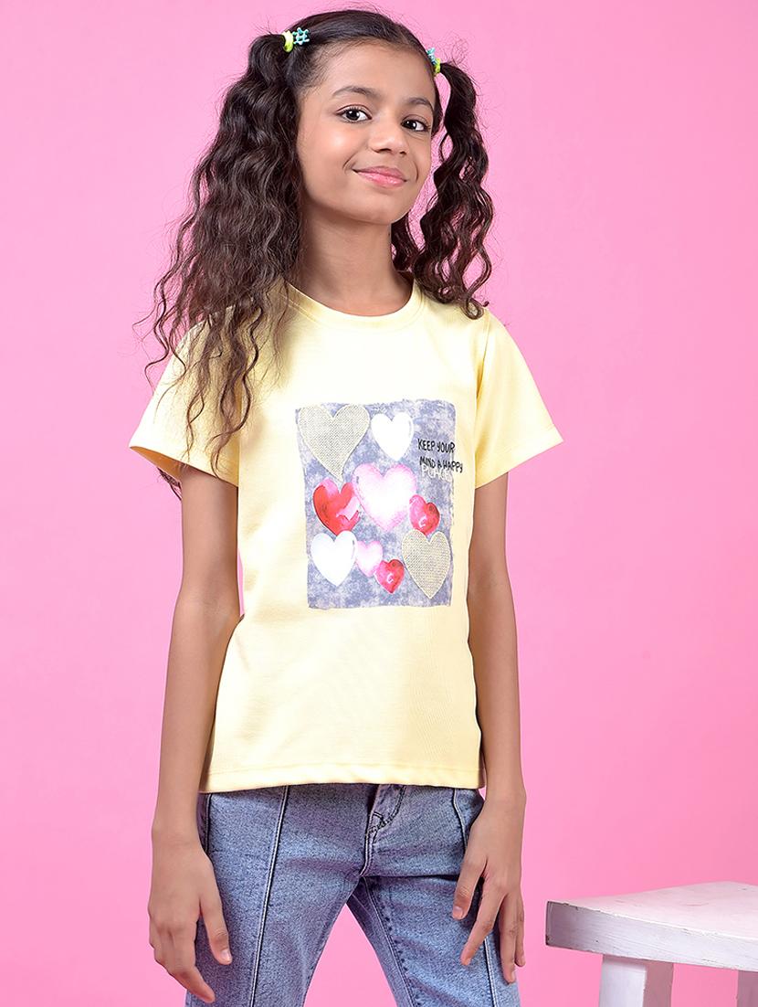 yellow polyester front print tee - 21985432 - Zoom Image - 0