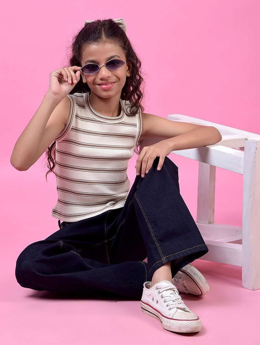 girls striped round neck sleeveless  tee - 21985435 -  Standard Image - 5