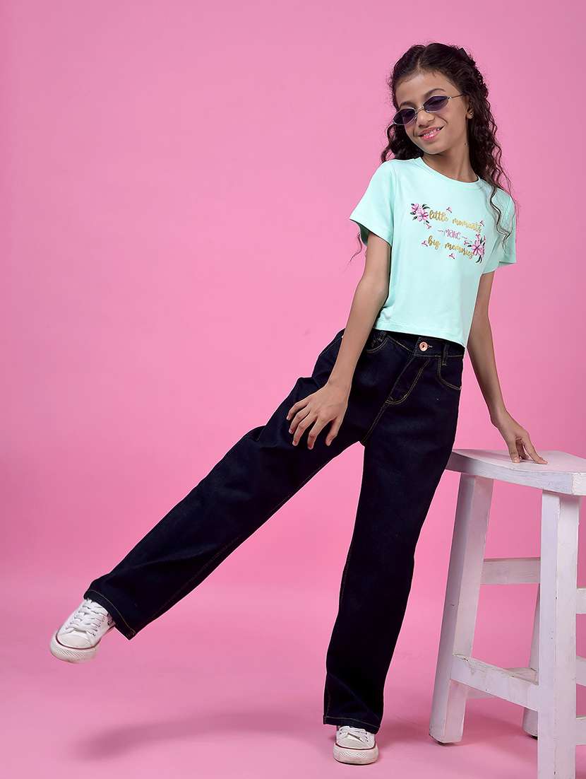girls printed short sleeve crop tee - 21985437 -  Standard Image - 5