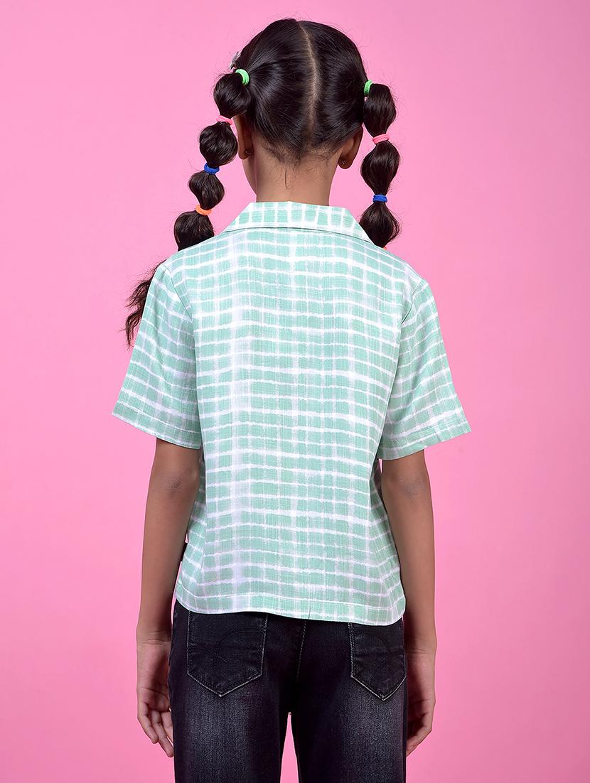 girls checkered lapel collar shirt - 21985444 - Standard Image - 3