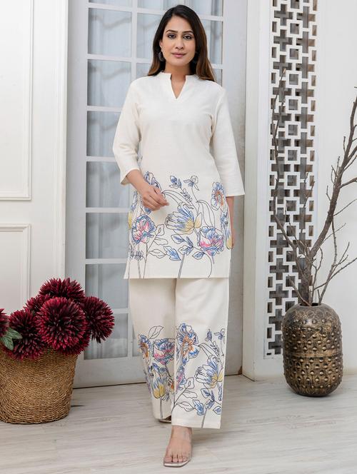 women floral three quarter sleeve ethnic co-ord set - 21985477 -  Standard Image - 0