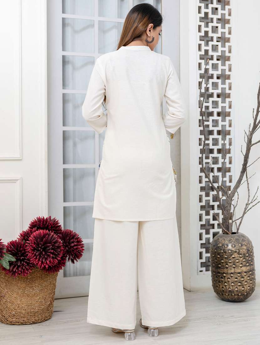 Women Floral Three Quarter Sleeve Ethnic Co Ord Set