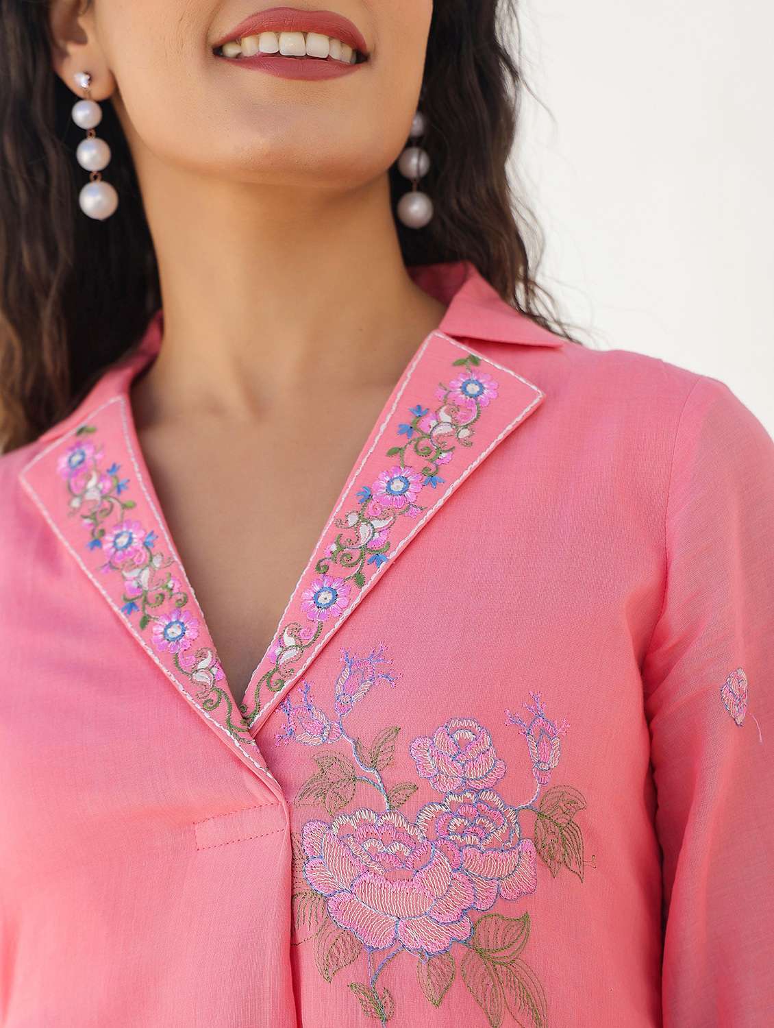 women floral three quarter sleeve kurta pant set - 21985487 -  Standard Image - 5