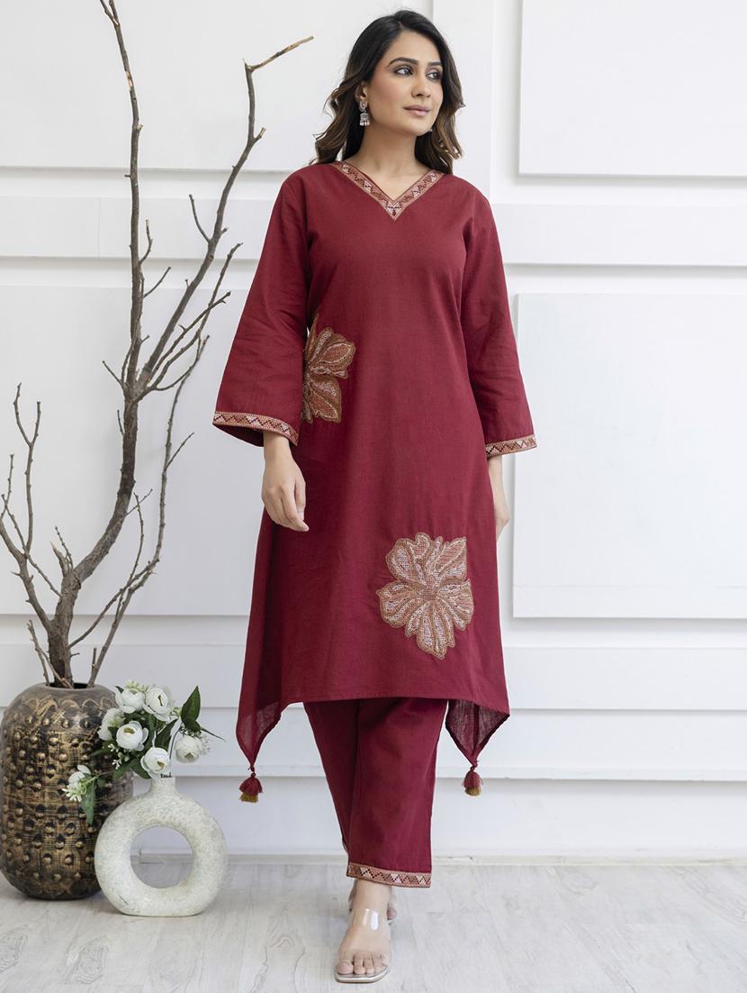 women floral long sleeve kurta pant set - 21985501 - Zoom Image - 0