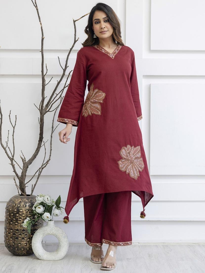 women floral long sleeve kurta pant set - 21985501 - Standard Image - 3