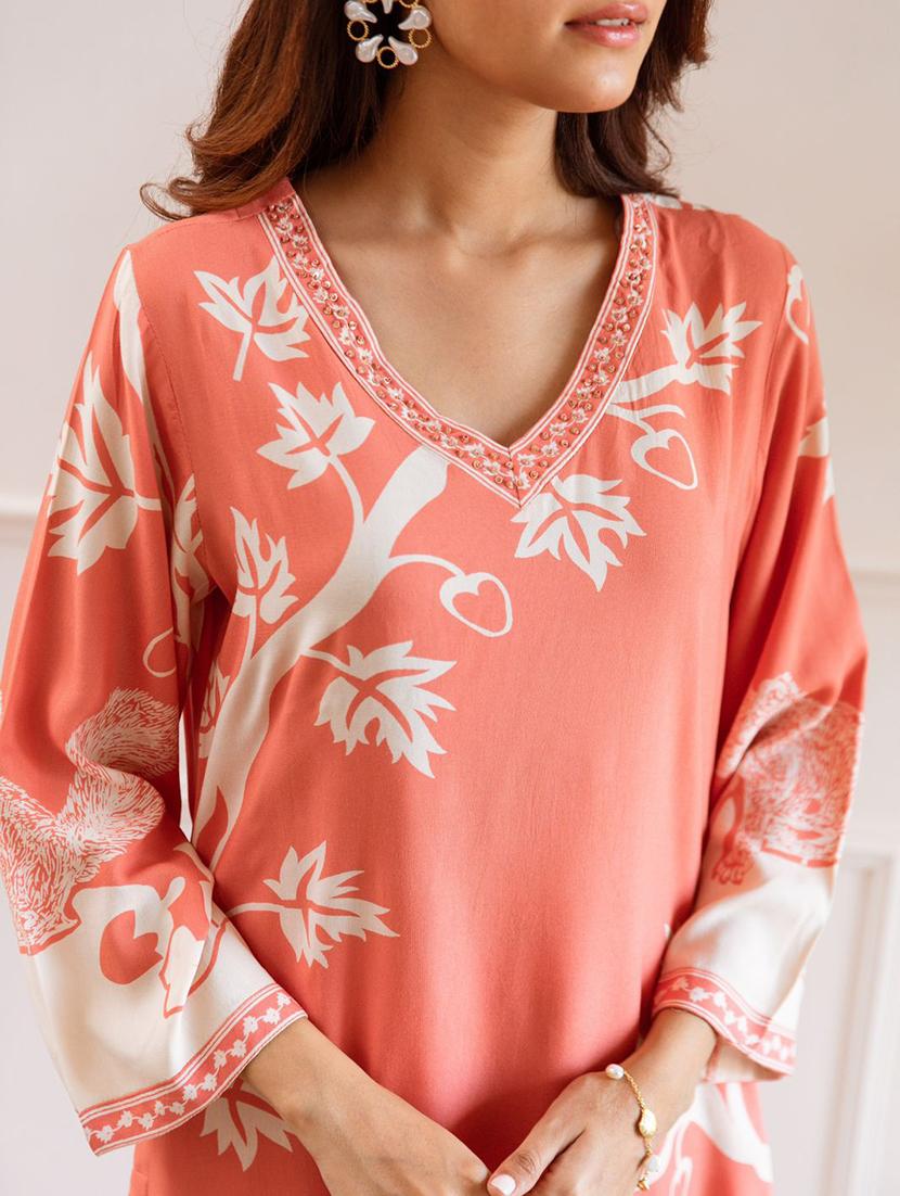 women printed long sleeve kurta pant set - 21985544 - Standard Image - 3