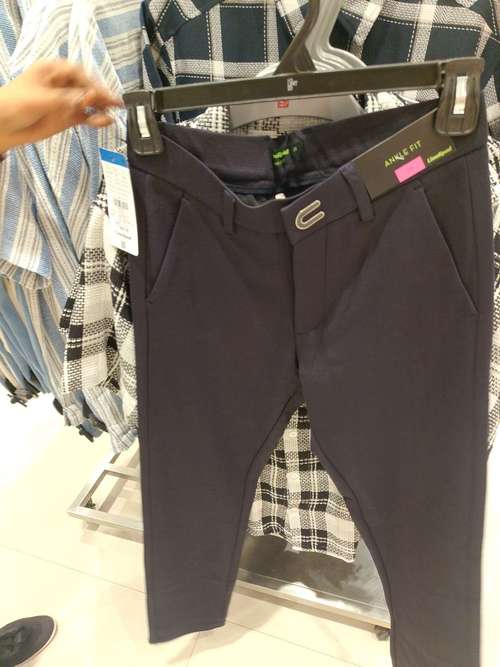 navy blue dobby casual trousers - 21985585 - Standard Image - 0