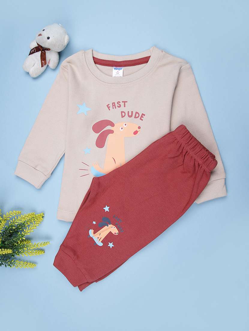 boys printed long sleeve full length set