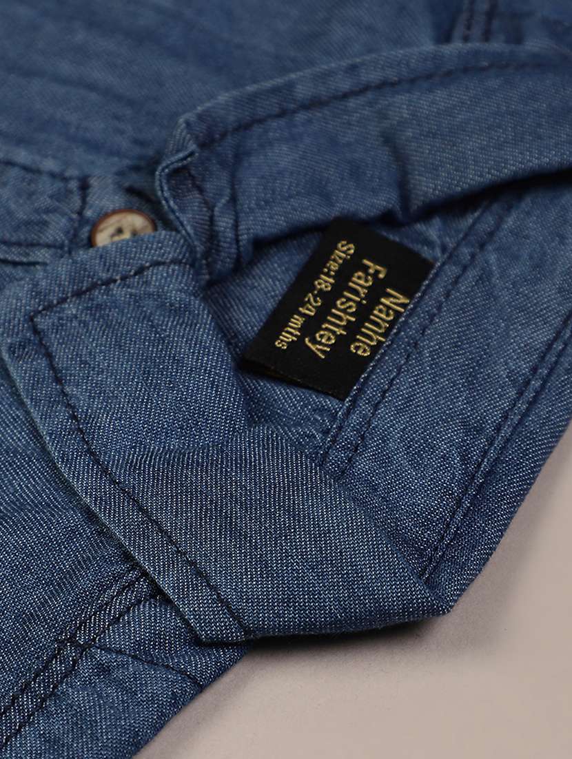 boys solid collared long sleeve  denim shirt - 21985671 -  Standard Image - 3