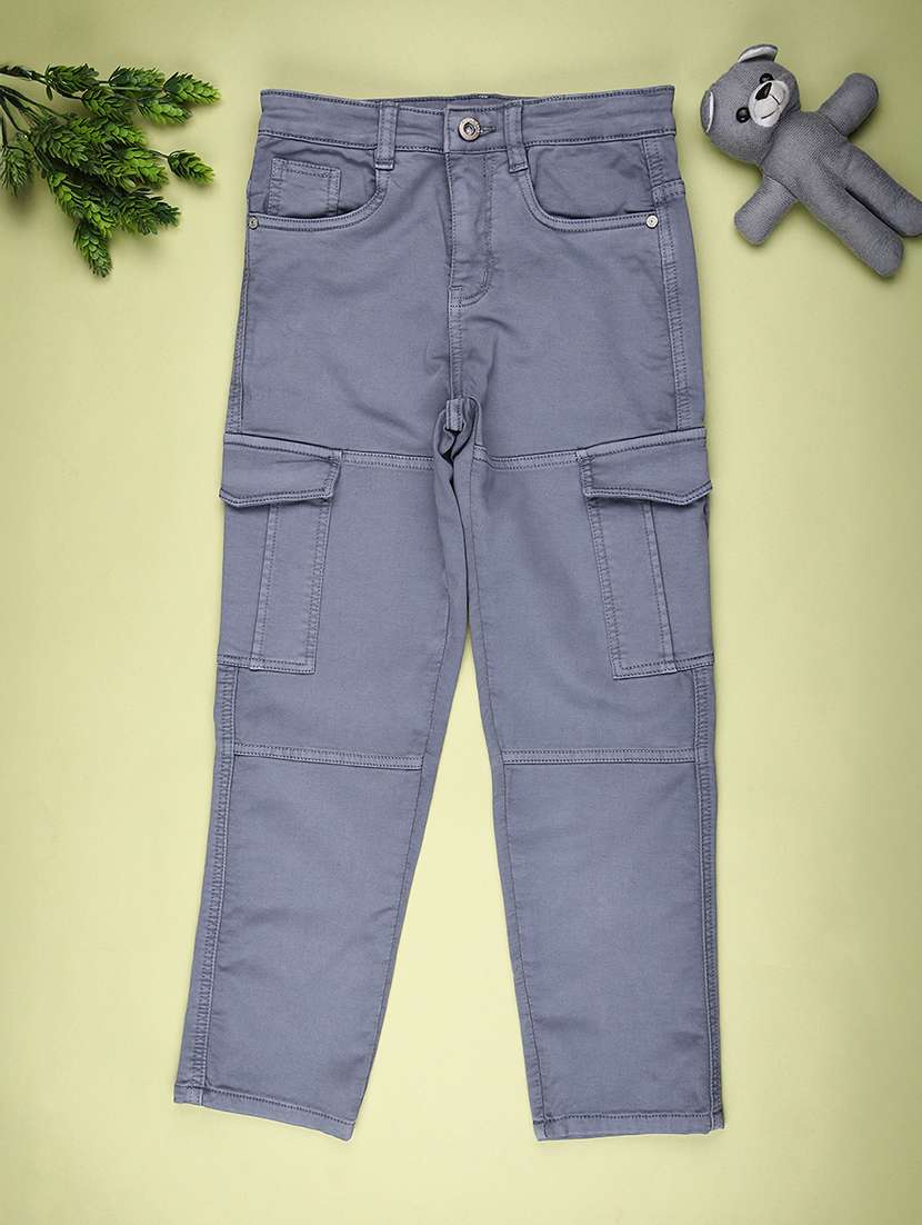 boys solid mid rise cargo