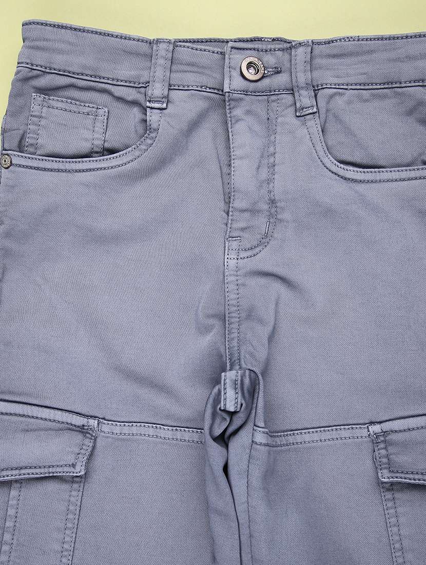 boys solid mid rise cargo - 21985674 -  Standard Image - 3