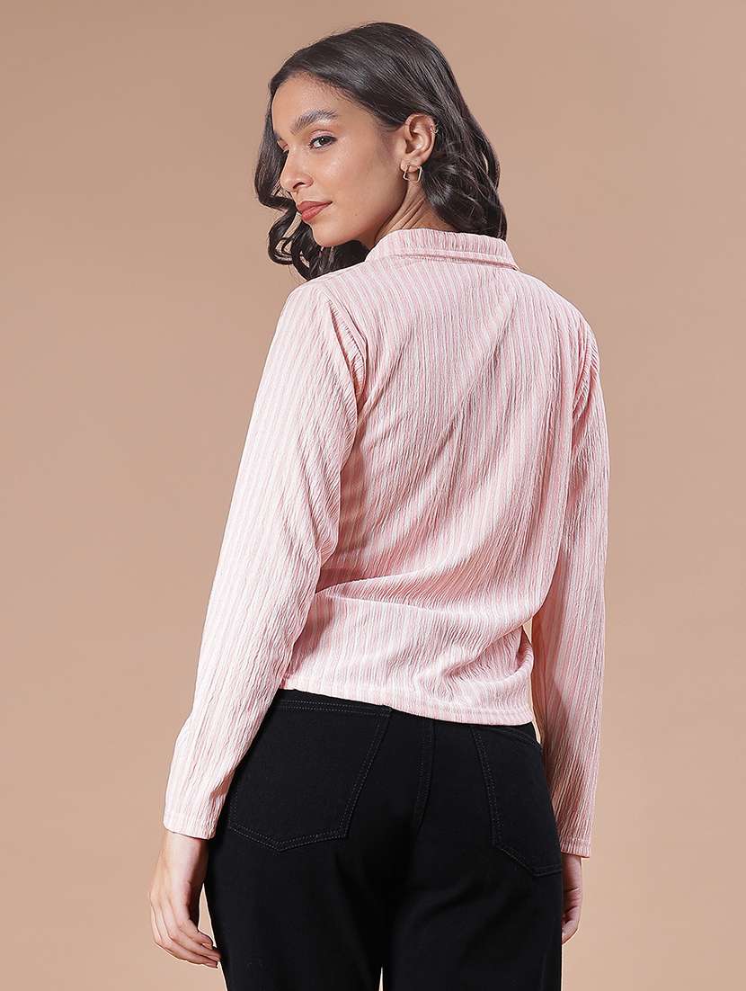 women striped collared long sleeve regular fit shirt - 21985717 -  Standard Image - 3