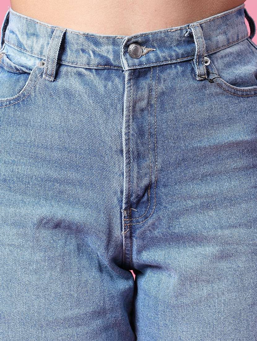 women washed mid rise straight fit jeans - 21985751 - Standard Image - 5
