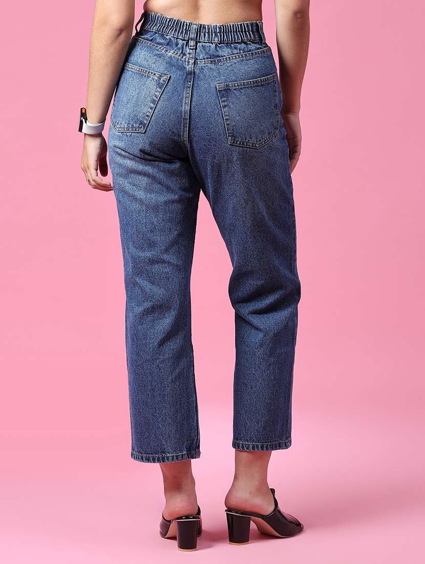 women washed mid rise straight fit jeans - 21985752 -  Standard Image - 3