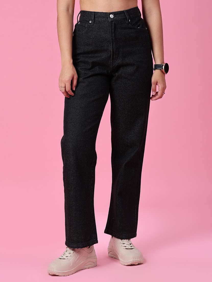 women plain mid rise straight fit jeans - 21985753 - Zoom Image - 0