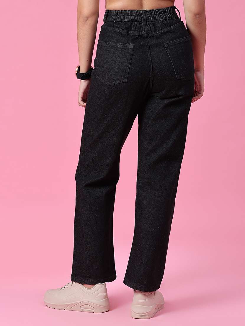 women plain mid rise straight fit jeans - 21985753 - Standard Image - 3