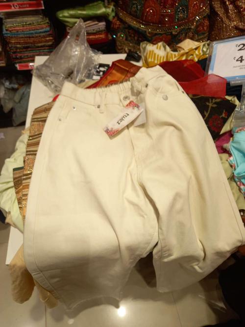 off white cotton jeans - 21985754 - Standard Image - 0