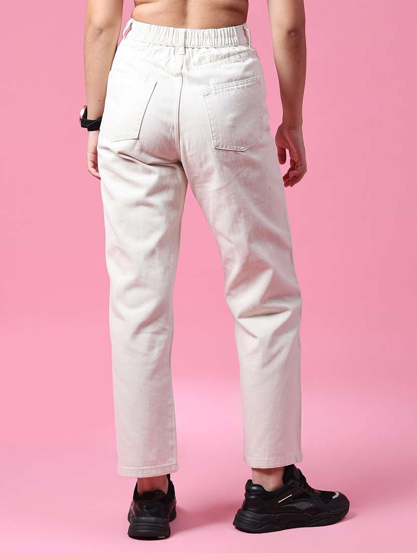 women plain mid rise straight fit jeans - 21985754 - Standard Image - 3