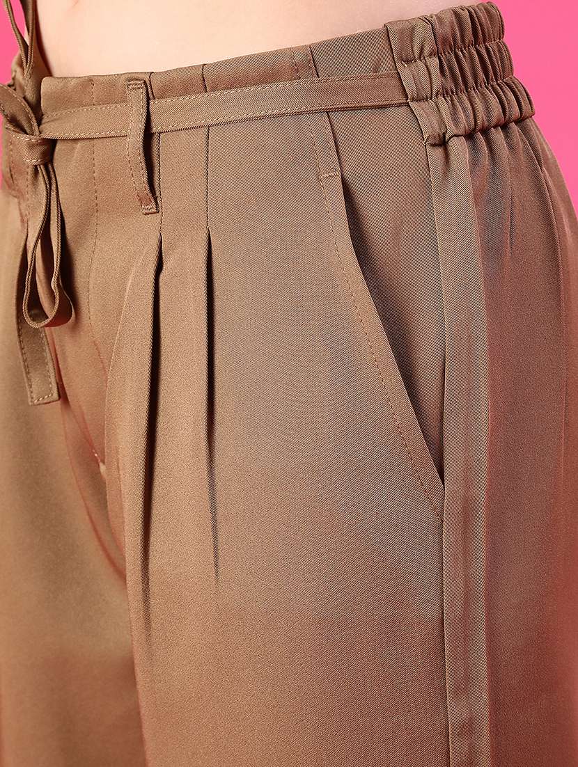 women brown cotton straight trouser - 21985778 -  Standard Image - 5