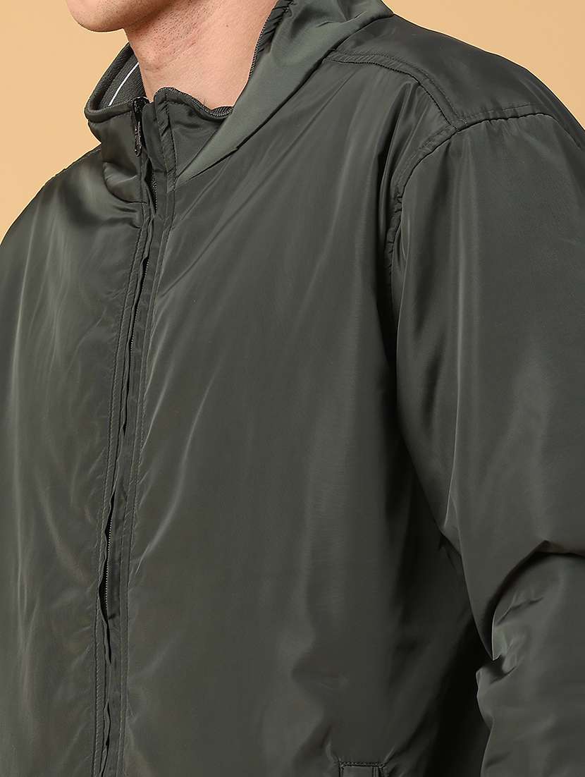 Men Solid Long Sleeve Bomber Jacket - 21985787 -  Standard Image - 5