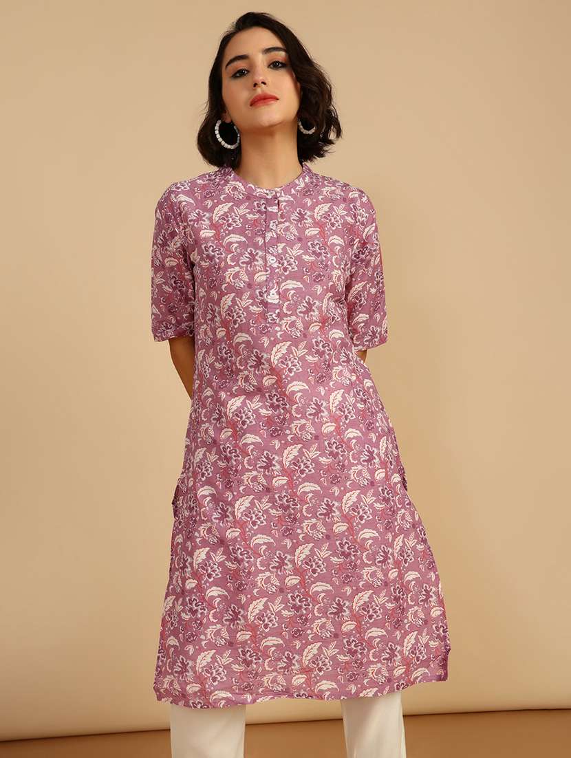 women three quarter sleeve straight kurta