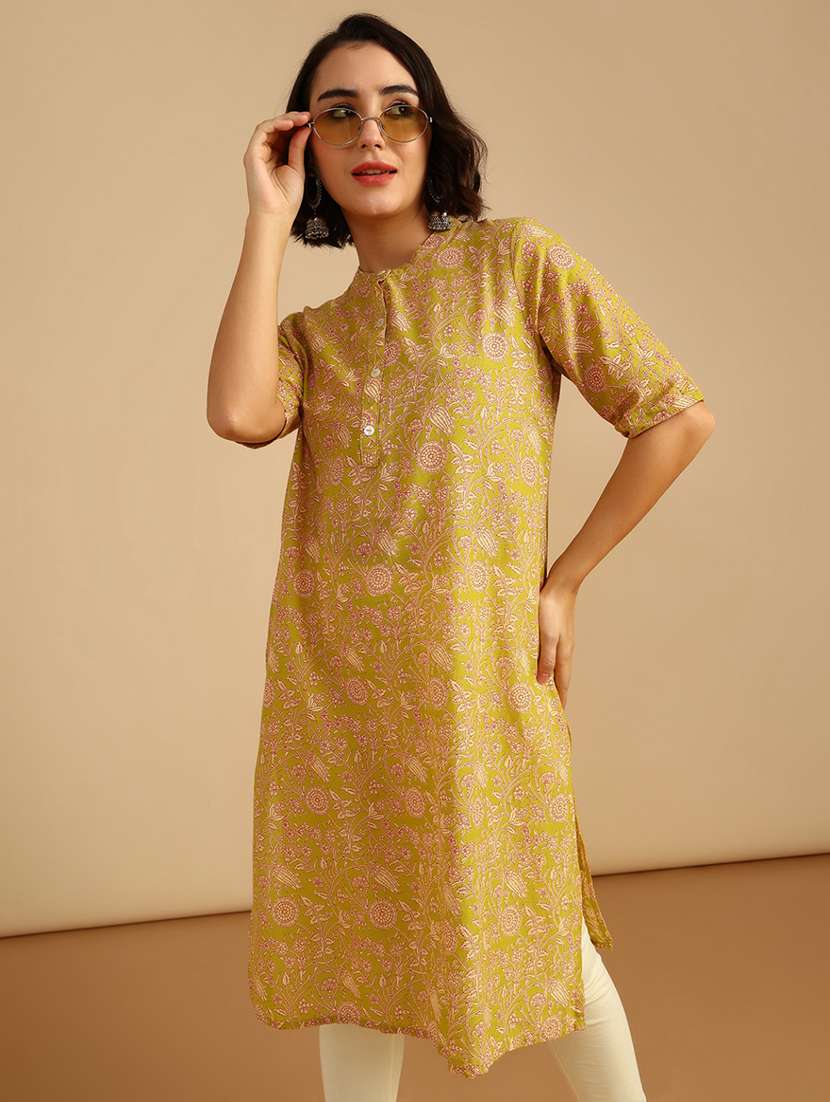 women three quarter sleeve straight kurta