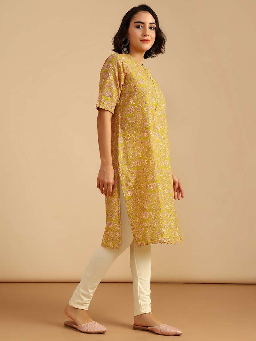 women three quarter sleeve straight kurta - 21985833 -  Standard Image - 3